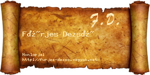 Fürjes Dezső névjegykártya